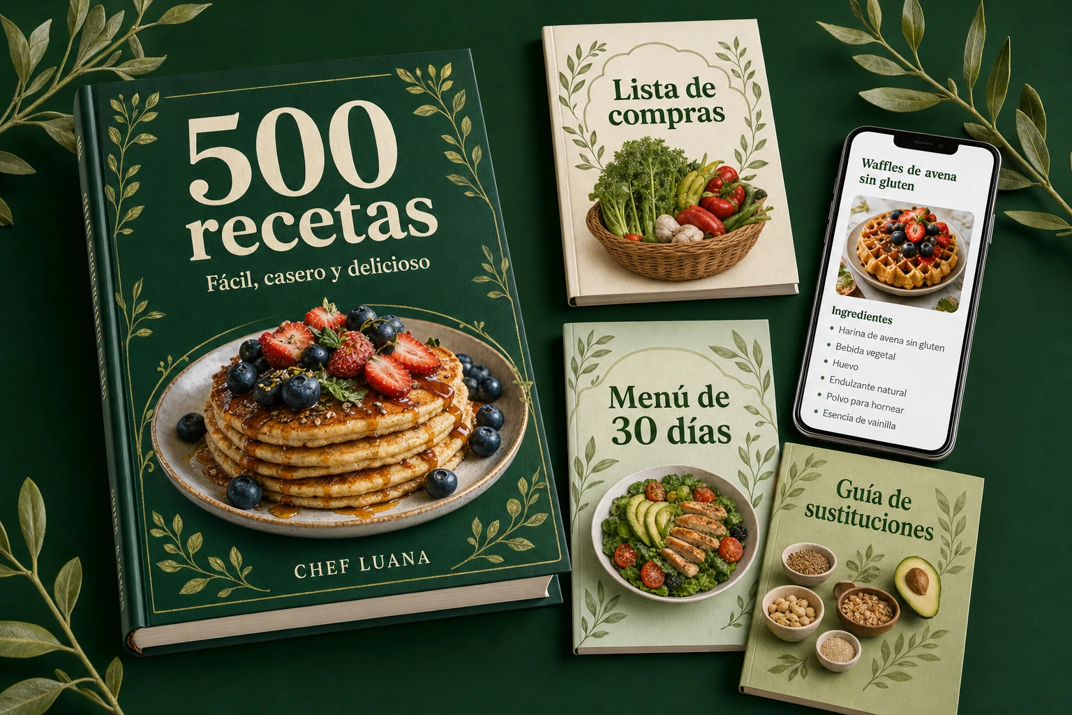 Pack completo de 500 recetas y tres guías en español